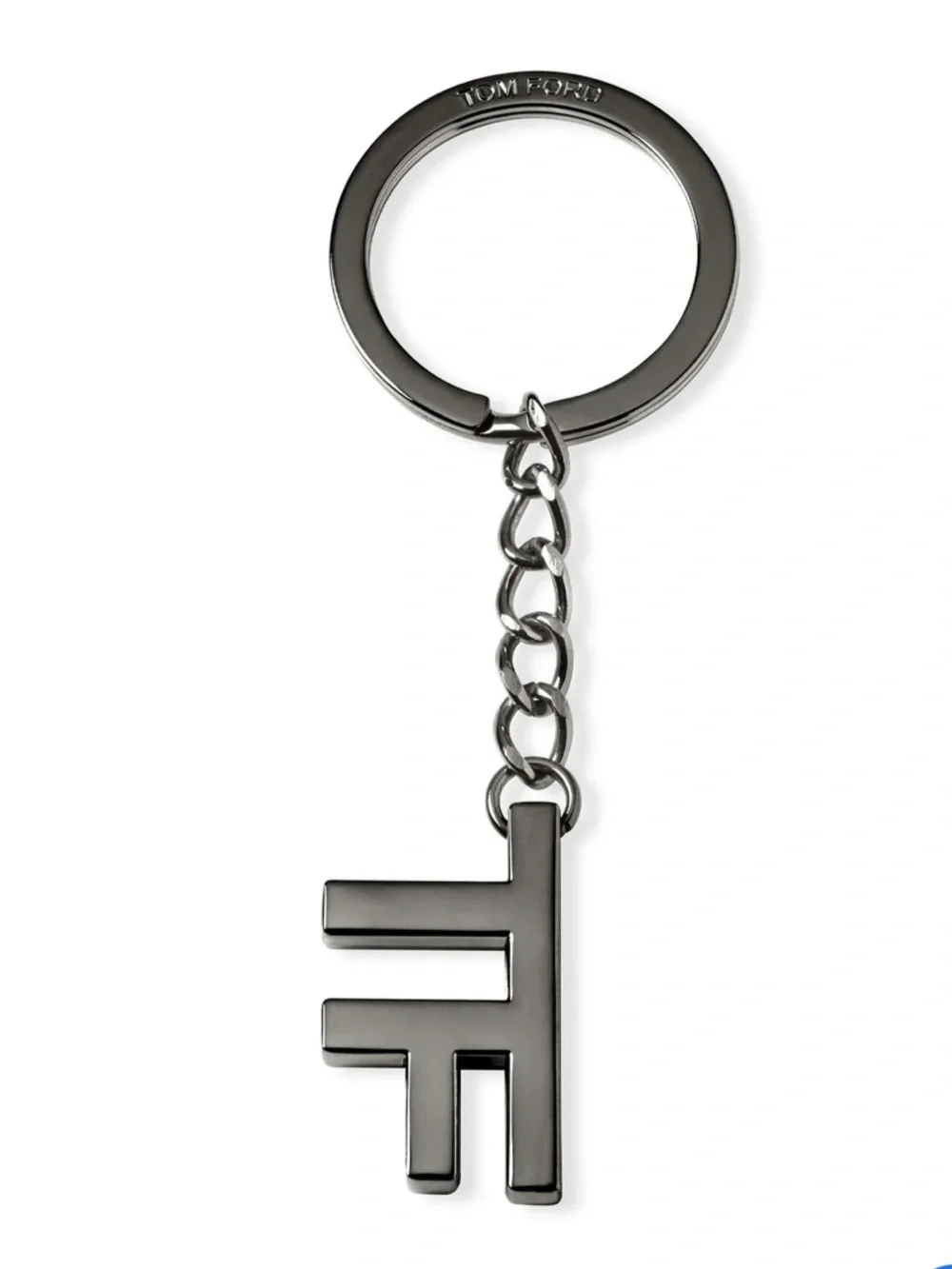 Tom Ford Beauty Metallic Gunmetal TF Logo Keychain
